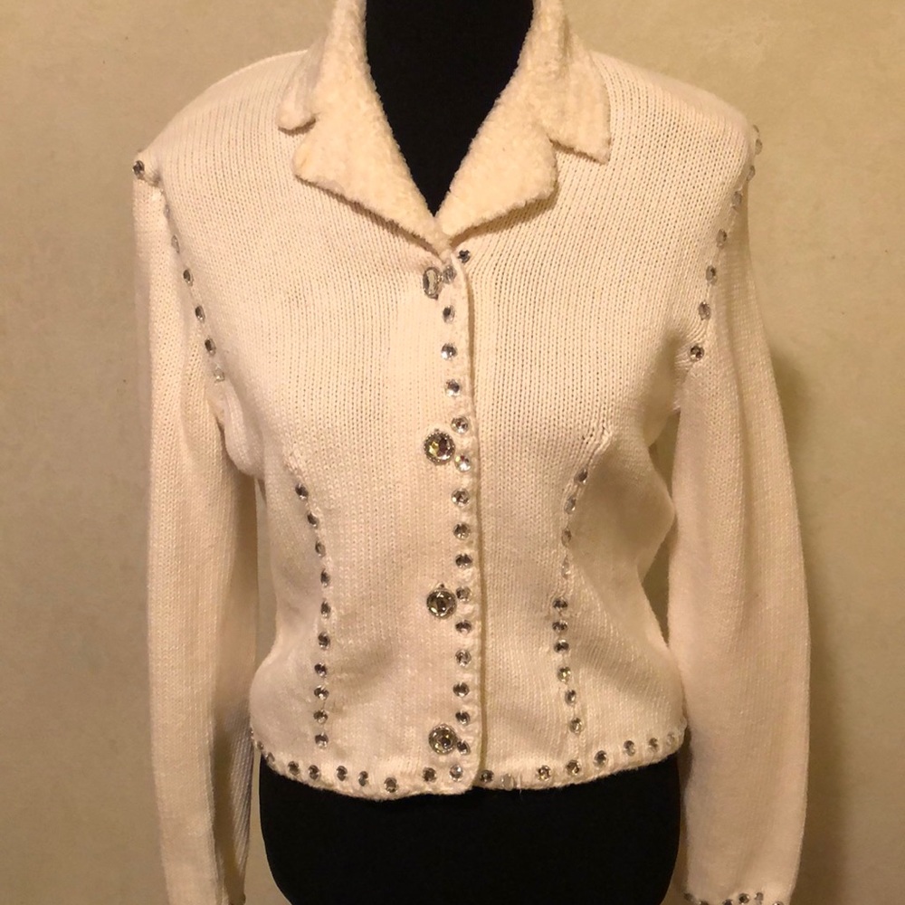 Cream sweater with embellished accent size